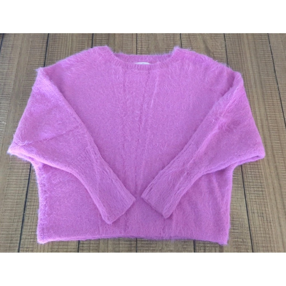 Barbie Pink Fuzzy Jessica Simpson Dolman‎ Sleeve Sweater Sz Small